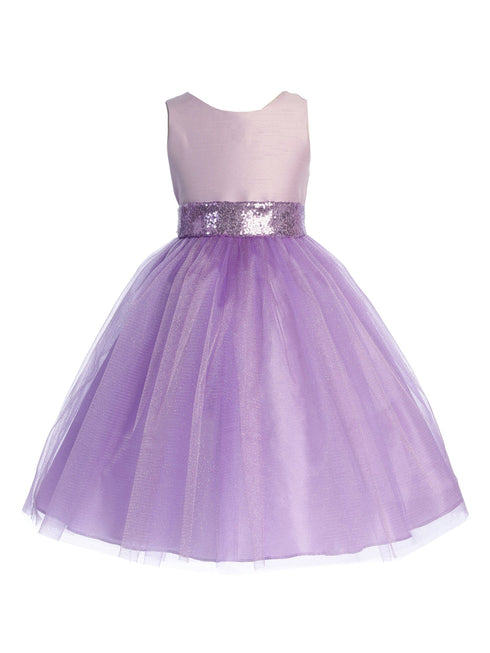 Big Girls Lavender Sequin Glitter Tulle Flower Girl Dress, Sizes 2-12 front SophiasStyle.com